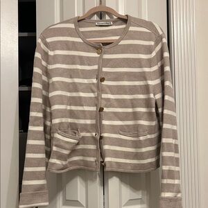 Abercrombie & Fitch Beige and White Striped Cardigan